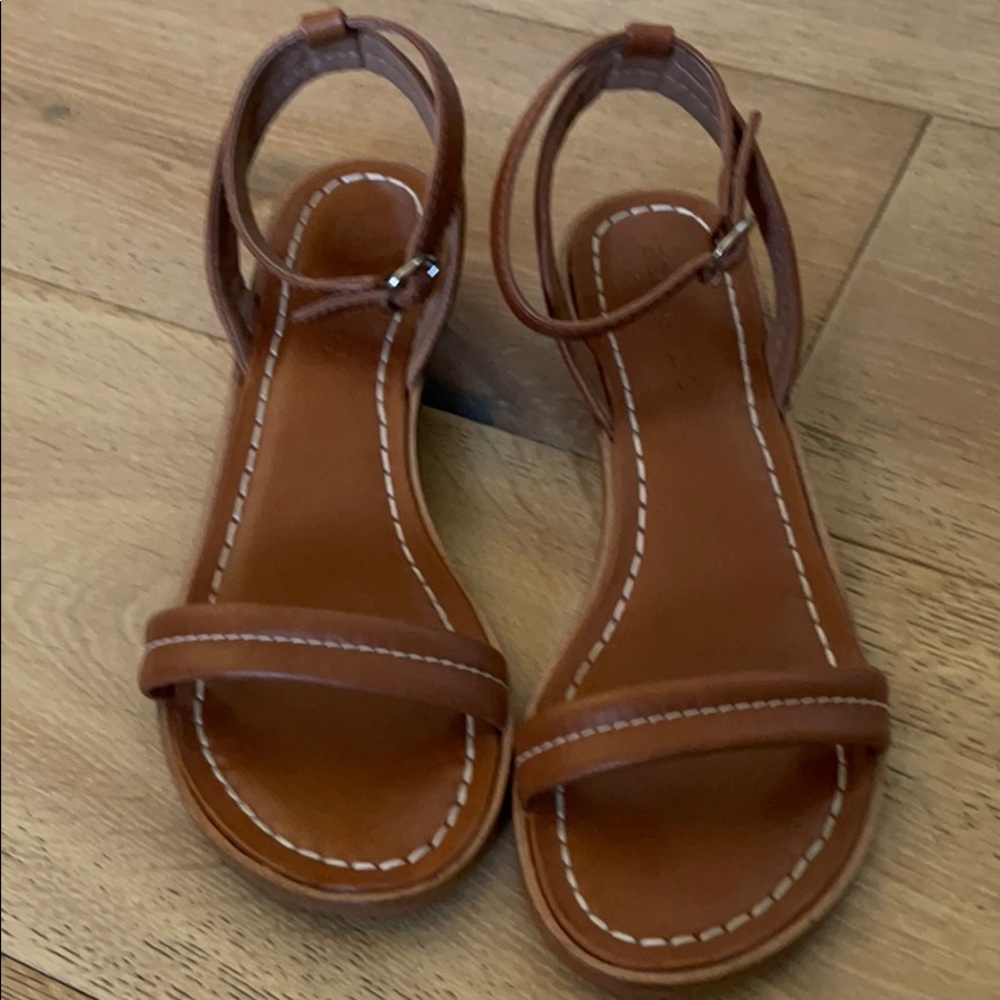 Leather ankle wrap sandals